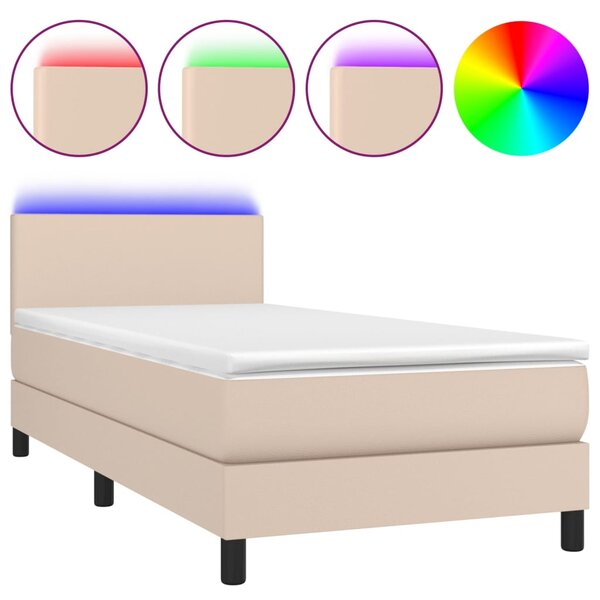 vidaXL Sommier à lattes de lit matelas et LED Cappuccino 90x190cm