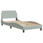 vidaXL Cadre de lit avec tête de lit Gris clair 90x200 cm Velours