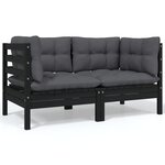 vidaXL Salon de jardin 8 Pièces avec coussins anthracite Bois de pin