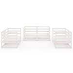 vidaXL Salon de jardin 6 Pièces Blanc Bois de pin massif