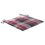 vidaXL Chaises de jardin lot de 4 et coussins à carreaux rouge Teck