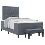 vidaXL Lit à ressorts avec matelas et banc gris foncé 120x190 cm en velours