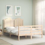 vidaXL Cadre de lit avec tête de lit 140x190 cm bois massif