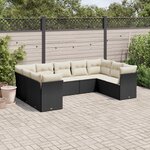 vidaXL Salon de jardin 9 Pièces avec coussins noir résine tressée