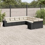 vidaXL Salon de jardin 10 Pièces avec coussins noir résine tressée