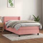vidaXL Sommier à lattes de lit avec matelas Rose 90x190 cm Velours