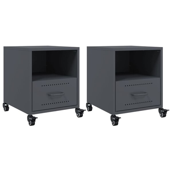 vidaXL Tables de chevet 2 Pièces anthracite 36x39x43 5 cm acier