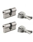 THIRARD - Lot de 2 cylindres de serrure double entrée Trafic 6  30x30mm  s'entrouvrant  nickel 5 clés/cylindre