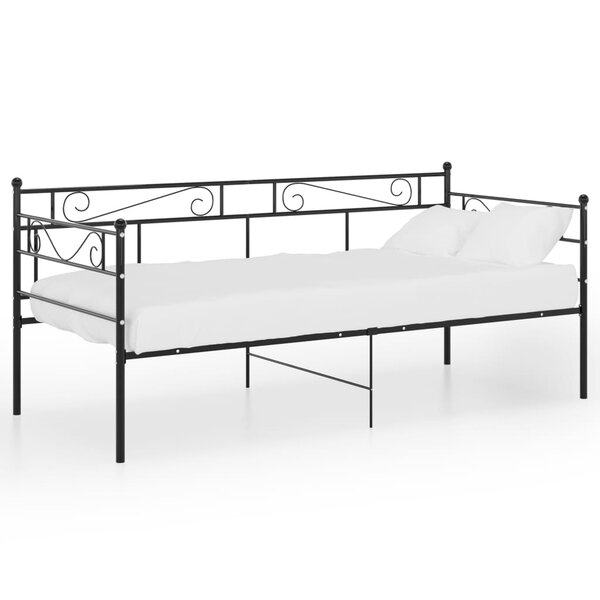 vidaXL Cadre de canapé-lit Noir Métal 90x200 cm