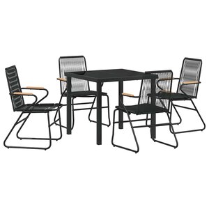 vidaXL Ensemble de salle à manger pour jardin 5 Pièces Noir Rattan PVC