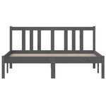 vidaXL Cadre de lit Gris Bois massif 135x190 cm Double