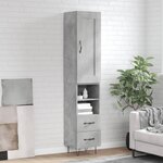 vidaXL Buffet haut Gris béton 34 5x34x180 cm Bois d'ingénierie