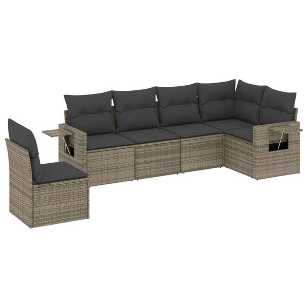 vidaXL Salon de jardin 6 Pièces avec coussins gris résine tressée