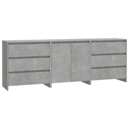 vidaXL Buffets 3 Pièces Gris béton Bois d'ingénierie