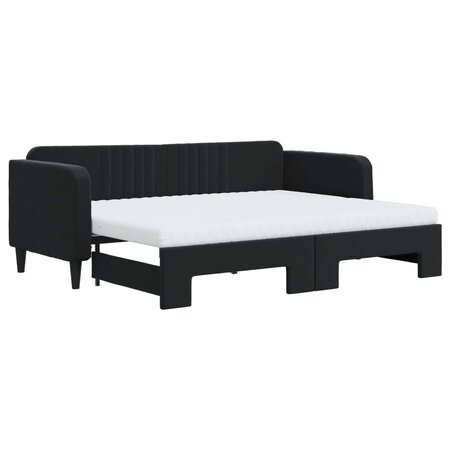 vidaXL Lit de jour avec lit gigogne et matelas noir 80x200 cm velours