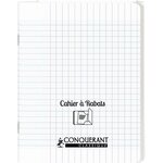 Cahier 96 pages seyès 90 g avec couverture polypropylène incolore 3 rabats  format 17 x 22 cm CONQUERANT
