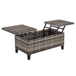 Table basse de jardin style cosy chic - table basse relevable - métal époxy résine tressée imitation rotin gris