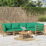 vidaXL Salon de jardin 6 Pièces avec coussins vert bambou