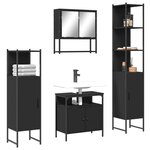vidaXL Ensemble de meubles salle de bain 4 Pièces noir bois d'ingénierie
