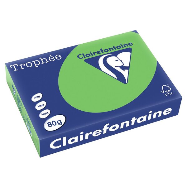 Papier couleur A4 Vert menthe 80g Trophée - Ramette de 500 feuilles (boîte 5 x 500 feuilles)