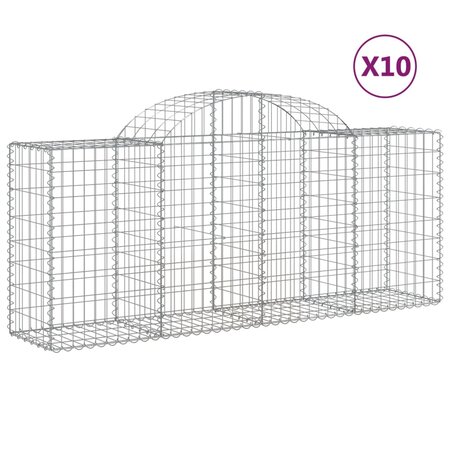 vidaXL Paniers à gabions arqués 10 Pièces 200x50x80/100 cm Fer galvanisé