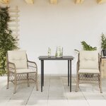vidaXL Ensemble de bistro 3 Pièces avec coussins beige résine tressée