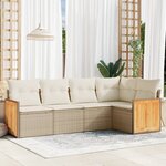 vidaXL Salon de jardin avec coussins 5 Pièces beige résine tressée