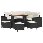 Ensemble de canapé de jardin de 9 pièces avec coussins noir polyrotin acacia