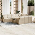 vidaXL Salon de jardin 11 Pièces avec coussins beige résine tressée