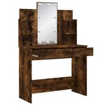vidaXL Coiffeuse avec lumières LED chêne fumé 96x40x142 cm