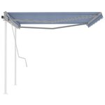 vidaXL Auvent manuel rétractable avec poteaux 4x3 5 m Bleu et blanc