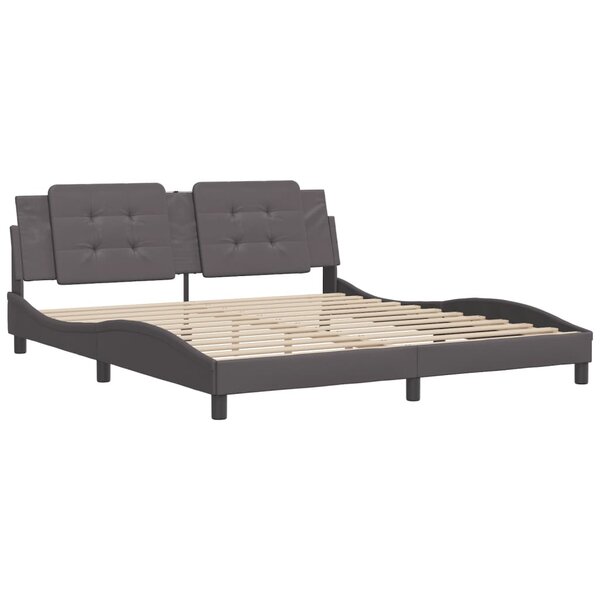 vidaXL Cadre de lit avec tête de lit Gris 180x200 cm Similicuir