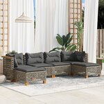 vidaXL Salon de jardin 6 Pièces avec coussins gris résine tressée