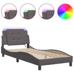vidaXL Cadre de lit avec lumières LED gris 90x190 cm similicuir