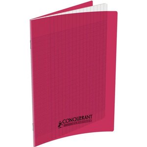 Cahier 96 pages seyès 90 g  couverture polypropylène rose  format 17 x 22 cm CONQUERANT