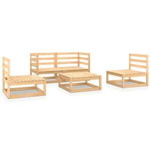 vidaXL Salon de jardin 5 Pièces bois de pin massif