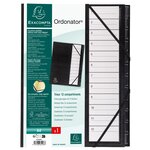 Trieur Rigide Ordonator Avec Cavaliers Plastiques Et Élastiques Numérique 12 Compartiments De 1 À 12 - Noir - Exacompta