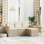vidaXL Salon de jardin avec coussins 4 Pièces beige résine tressée