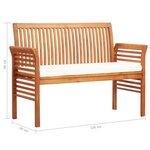 vidaXL Banc de jardin 2 places avec coussin 120cm Bois d'acacia massif