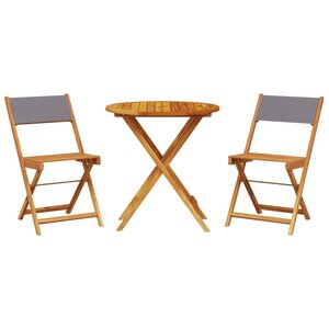 vidaXL Ensemble de bistro 3 Pièces anthracite tissu et bois massif