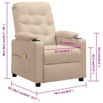 vidaXL Fauteuil de massage Crème Tissu