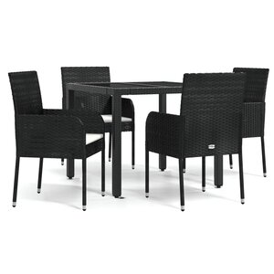 vidaXL Ensemble à manger de jardin coussins 5Pièces Noir Résine tressée