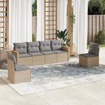 vidaXL Salon de jardin avec coussins 6Pièces mélange beige résine tressée