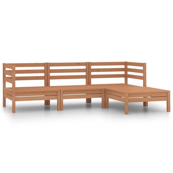 vidaXL Salon de jardin 4 Pièces Bois de pin massif Marron miel