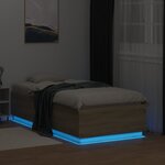 vidaXL Cadre de lit avec lumières LED chêne sonoma 75x190 cm