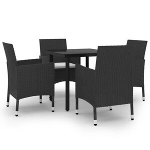vidaXL Ensemble à manger de jardin coussins 5 Pièces Résine tressée Verre
