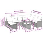 vidaXL Ensemble de Canapé de Jardin 9 pièces avec Coussins Marron Rattan Poly