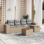 vidaXL Salon de jardin avec coussins 6Pièces mélange beige résine tressée