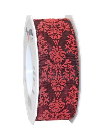 Ruban ornamenté laitonné brixen 20-m-rouleau 40 mm bordeaux