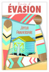 Carte Joyeux Anniversaire avec Enveloppe - Mini Posters Format 17x11 5cm - Envie d'évasion Cabine de Plage Sable Mer Surf Rames Pagaies Rétro Vintage - Fabriquée en France